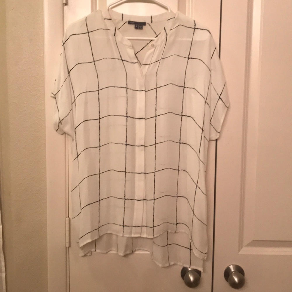 VINCE Cream and Black Blouse